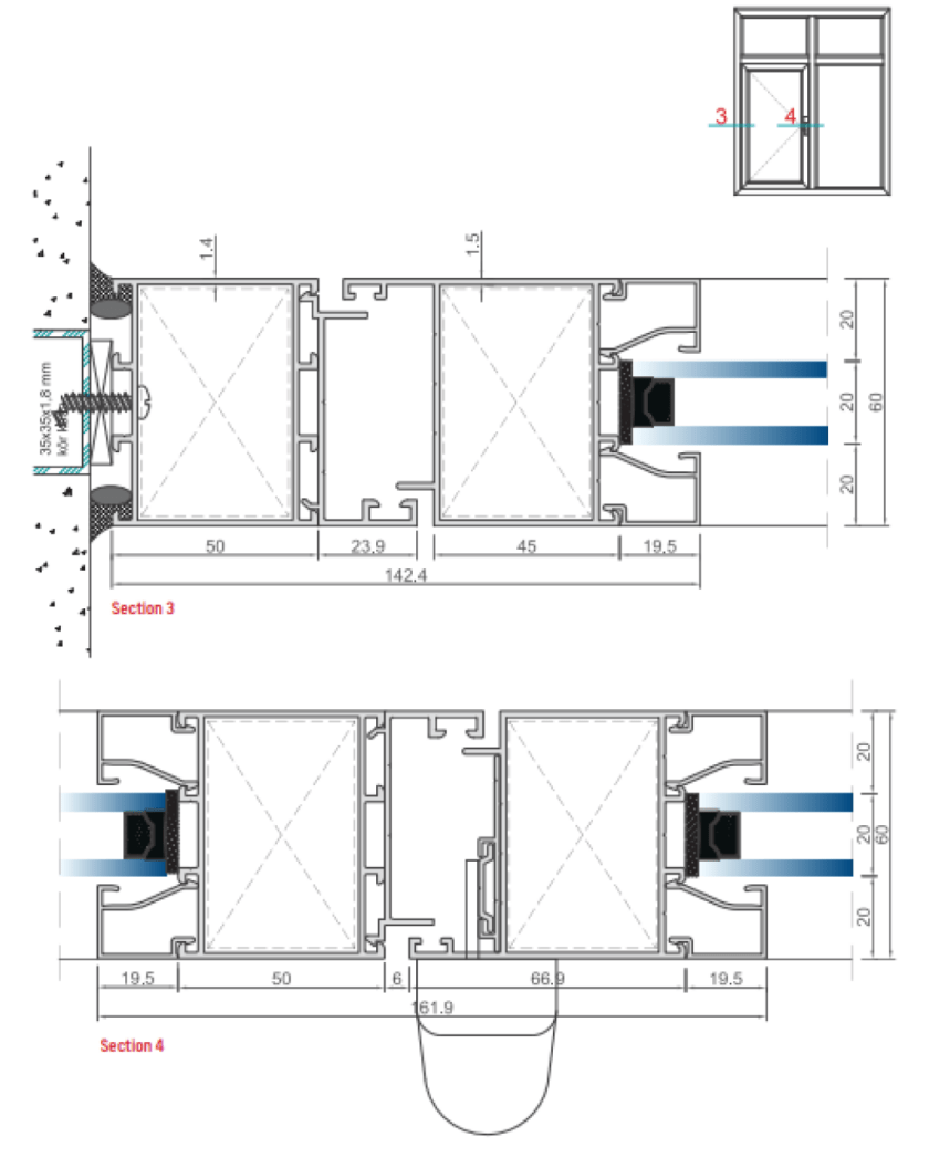 Non-thermal Insulation Door and Windows Profiles - Mekaltek